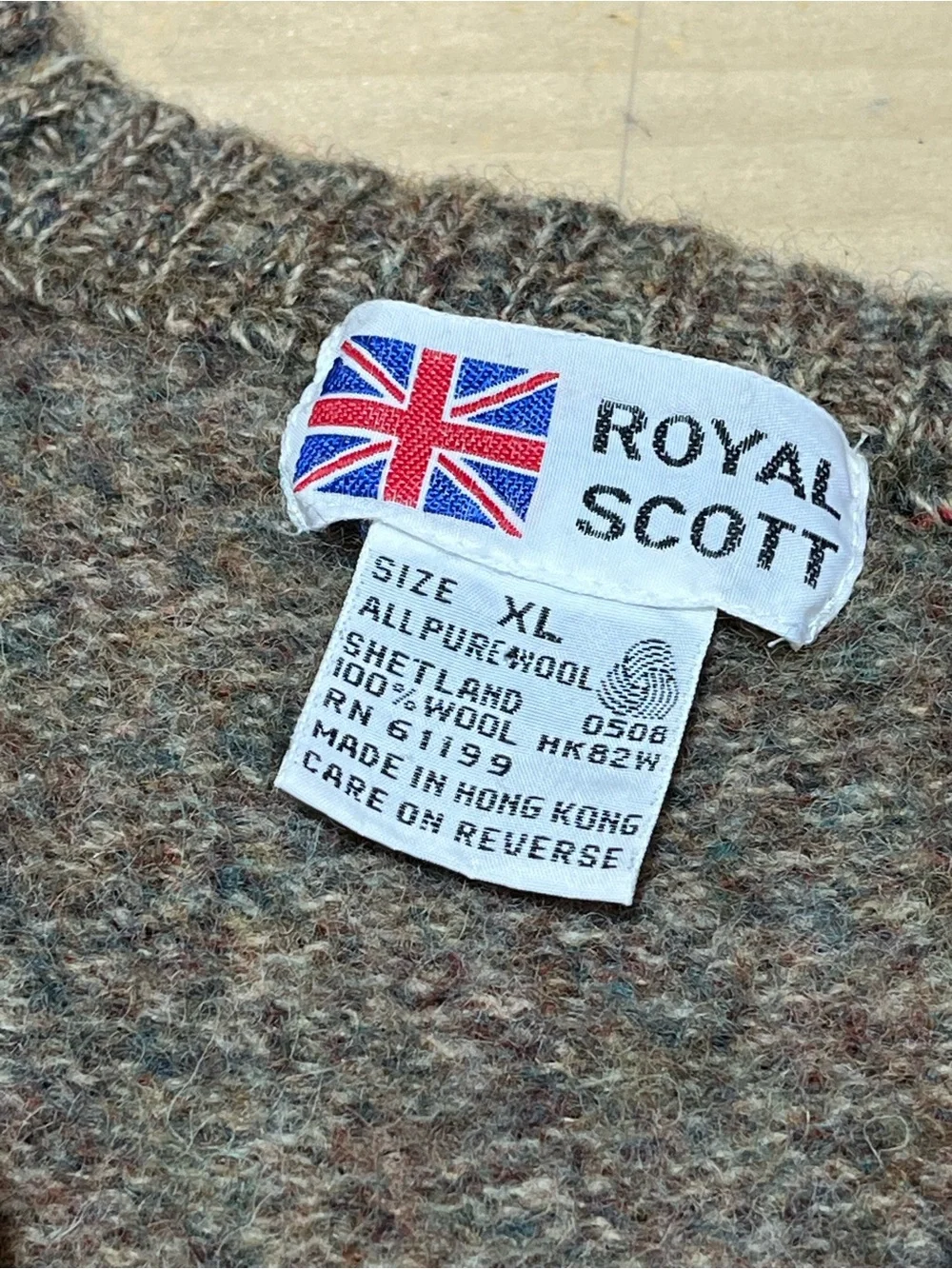Vintage Royal Scott V-Neck Cable Knit Sweater Vest by - Brown Heather